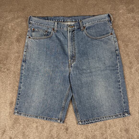 Blue Levi's 505 Regular Fit Jean Shorts Jorts Size 38 Skate Dad Grunge - Picture 1 of 7